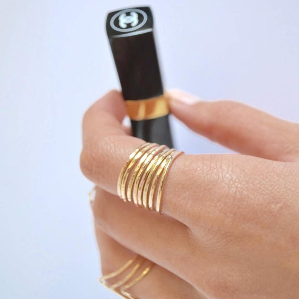 14k Gold Filled Hammered Stackable Ring - Minimal… - image 5